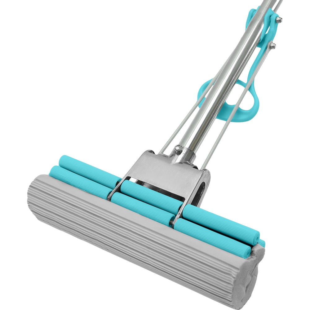 Изображение товара Роликовая швабра Guppy Дабл с отжимом и телескопической ручкой голубая