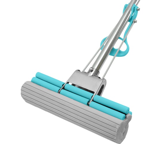 Изображение товара Роликовая швабра Guppy "Дабл", ПВА, отжим - два ролика, телескопическая ручка (аквамарин) 8008240