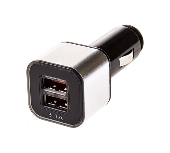 Изображение товара Зарядное устройство SKYWAY адаптер USBх2 1.0+3.1А черный/серебро в коробке S04601003