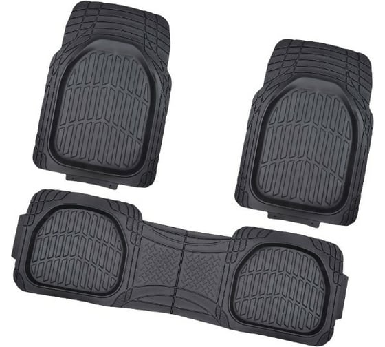 Изображение товара Коврик для салона SKYWAY Rain-6 3пр. ванночка, полиуретановый, черный S01702073