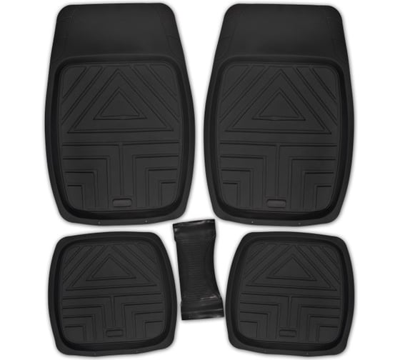 Изображение товара Коврик для салона SKYWAY Rain-5 5пр. ванночка, полиуретановый, черный S01702056