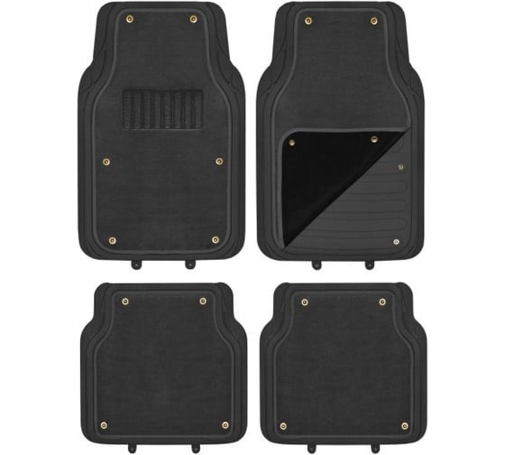 Изображение товара Полиуретановый коврик для салона со съемным ковролином SKYWAY Cold-1 4пр. черный S01702028