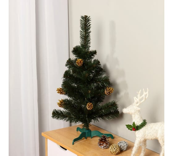 Изображение товара Ёлка искусственная Сималенд Рождественская настольная, шишки золото 60 см 9294084