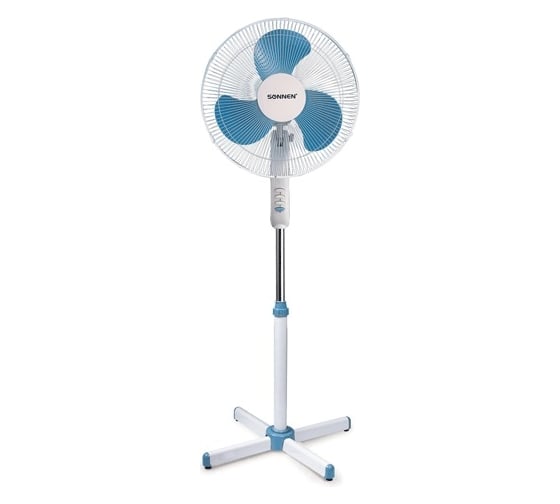 Изображение товара Напольный вентилятор SONNEN FS40-A104 Line, 45 Вт, 3 скоростных режима, белый/синий, 451034