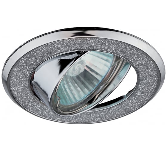 Изображение товара Светильник ЭРА DK18 CH/SH SL декор круглый со стекл крошкой MR16,12V/220V 50W, хром/серебря C0043759