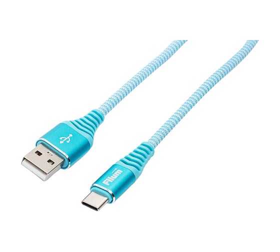 Изображение товара Интерфейсный кабель Filum usb 2,0 1 м, usb 2,0 pro, синий, 2a, разъемы: usb a male- usb type с male, пакет FL-CPro-U2-AM-CM-1M-BL1
