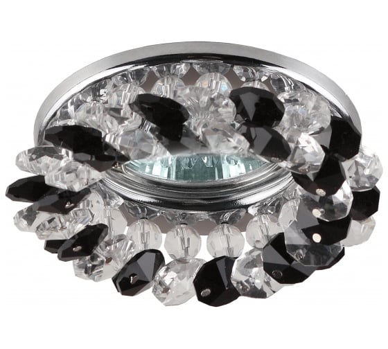 Изображение товара Светильник ЭРА DK16 CH/WH/BK декор кругл с мелкими хрустал MR16,12V/220V 50W хром/прозр C0043750