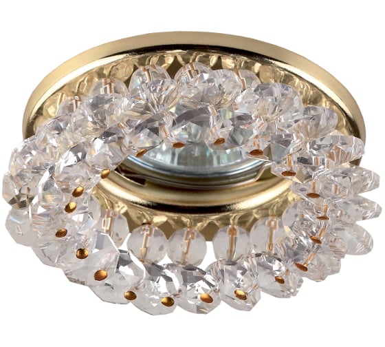 Изображение товара Светильник ЭРА DK16 GD/WH декор круглый с мелкими хрусталиками золото/прозрачный C0043749