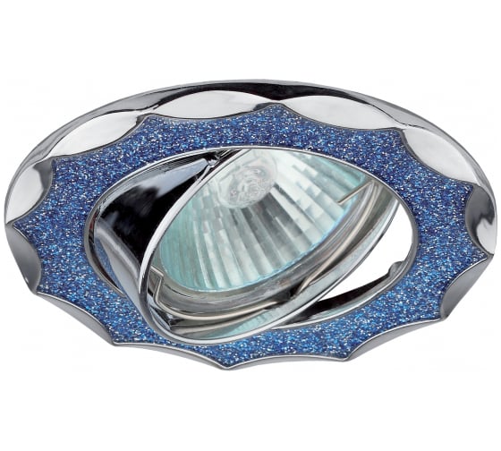 Изображение товара Светильник ЭРА DK17 CH/SHBL2 декор кругл со стекл крошкой MR16,12V/220V, 50W, хром/голубой C0043752