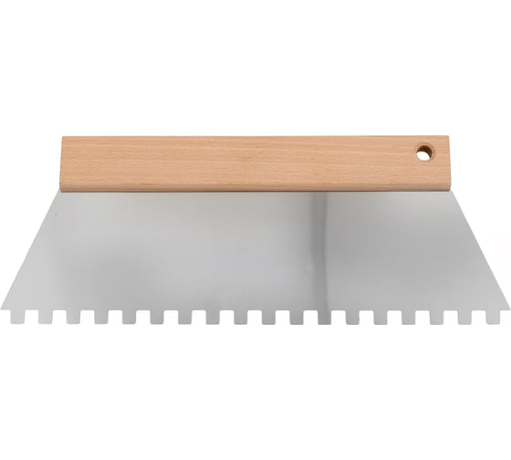 Изображение товара Шпатель EDMA зубчатый 300 мм с квадратными зубьями 8x8 мм, деревянная ручка 255355