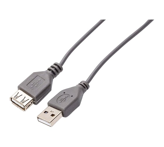 Изображение товара Интерфейсный кабель Filum usb 2,0 1 м, usb 2,0, серый, разъемы: usb a male-usb a female, пакет FL-C-U2-AM-AF-1M