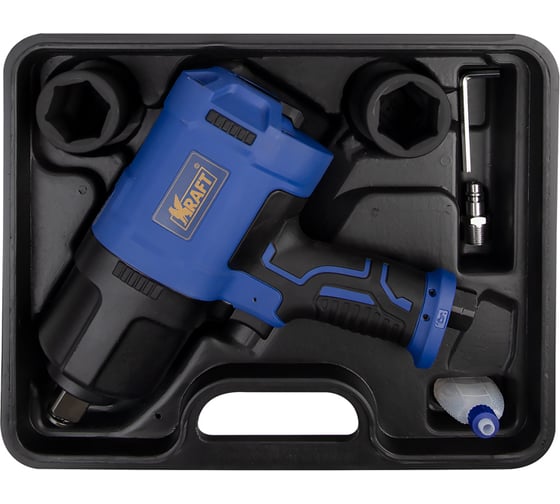 Изображение товара Пневматический ударный гайковерт KRAFT 3/4 2450 н.м., в кейсе с головками KT 707015