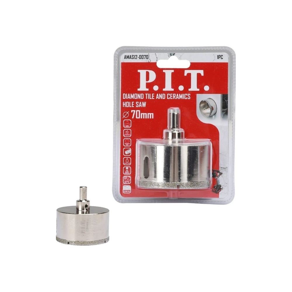 Изображение товара Коронка алмазная по керамике P.I.T. AMAS12-0070 70 мм