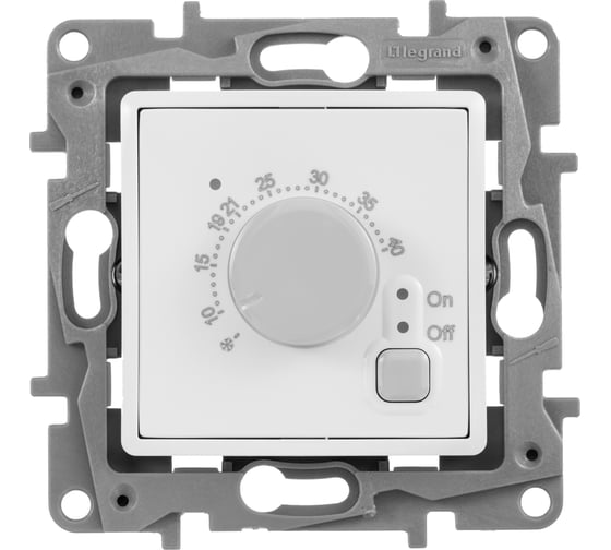 Изображение товара Терморегулятор для тёплого пола Legrand Etika с внешним датчиком в комплекте 16А 230В белый 672230