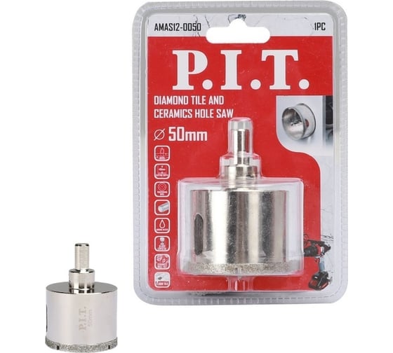 Изображение товара Коронка алмазная по керамике 50x70 мм P.I.T. AMAS12-0050