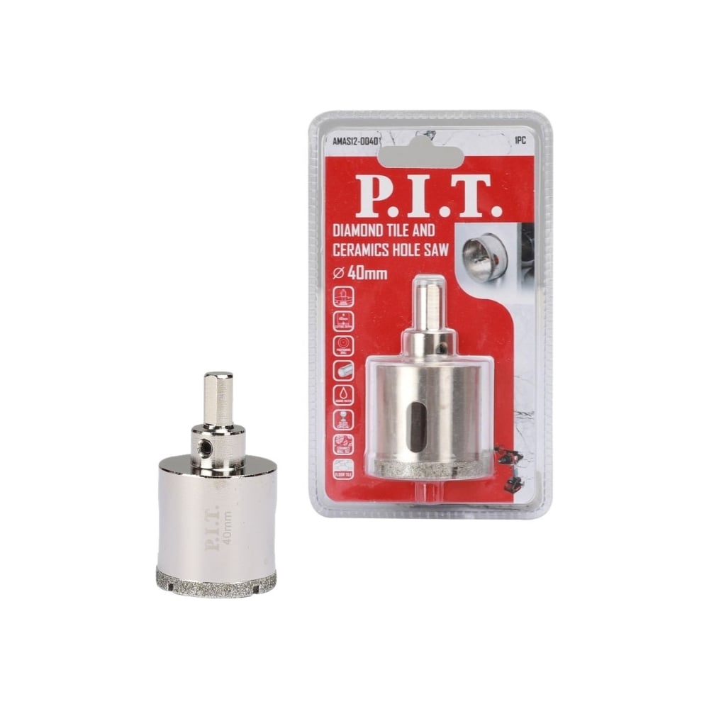 Изображение товара Коронка алмазная по керамике 40x70 мм P.I.T. AMAS12-0040 для керамики и стекла