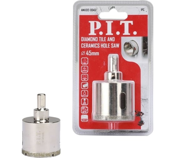 Изображение товара Коронка алмазная по керамике 45x70 мм P.I.T. AMAS12-0045