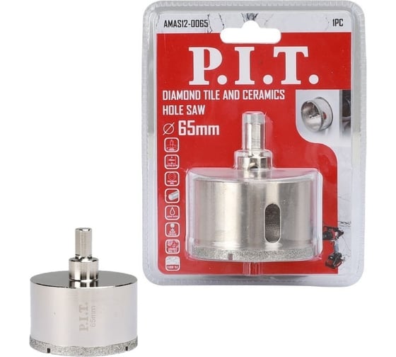 Изображение товара Коронка алмазная по керамике 65x70 мм P.I.T. AMAS12-0065