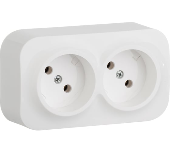 Изображение товара Розеточный блок Legrand двойной без заземления Legrand Quteo с предварительным подключением без шторок IP20 16А 250В винтовые зажимы накладной монтаж белый 782231