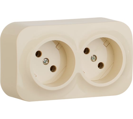 Изображение товара Розеточный блок Legrand двойной без заземления Legrand Quteo с предварительным подключением без шторок IP20 16А 250В винтовые зажимы накладной монтаж слоновая кость 782261