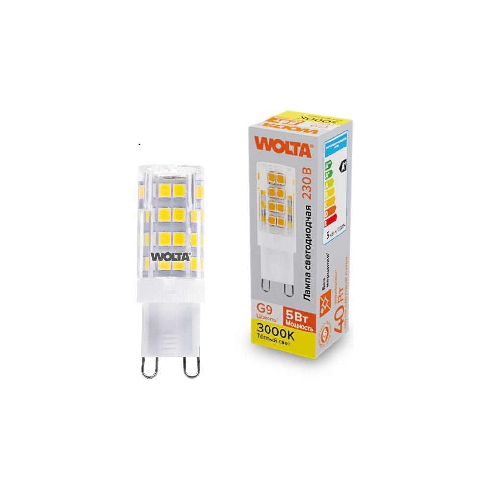 Изображение товара Светодиодная лампа Wolta 5Вт G9 теплый свет 3000К
