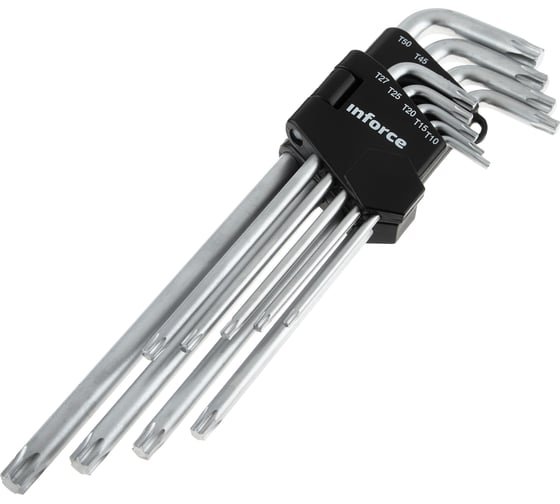 Изображение товара Набор экстра-длинных ключей Inforce TORX 9 штук, Т10-Т50, 06-05-96