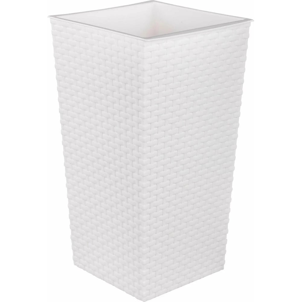 Изображение товара Напольное кашпо ЗПИ Альтернатива Ротанг 230x220x415 мм белое с автополивом