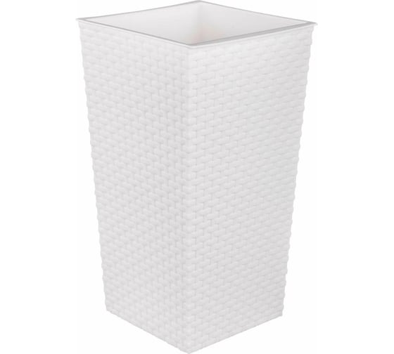 Изображение товара Напольное кашпо ЗПИ «Альтернатива» "Ротанг" 230x220x415мм, со вставкой, белый М6825