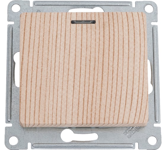 Изображение товара 1-клавишный выключатель Systeme Electric Glossa сосна с подсветкой, сх.1а, 10ах, механизм GSL001513