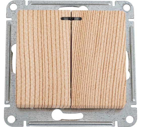 Изображение товара 2-клавишный выключатель Systeme Electric Glossa сосна, с подсветкой, сх.5а, 10ах, механизм GSL001553