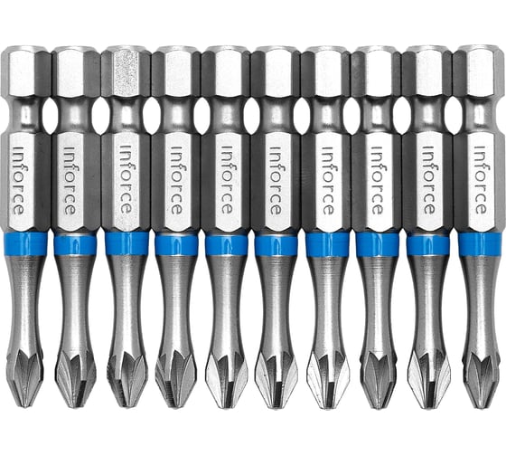 Изображение товара Бита (10 шт; PZ2; 50 мм) для шуруповерта Inforce 11-01-393