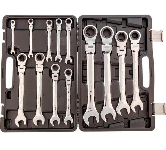 Изображение товара Набор комбинированных ключей 13шт MATRIX трещоточные, шарнирные 14798