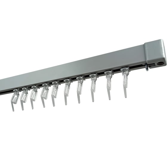 Изображение товара Алюминиевый однополосный усиленный карниз Эскар katal 3, составной, серый матовый, 4,0 м, арт. 242437400