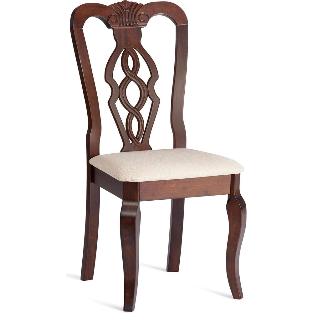 Стул Tetchair Афродита/ Aphrodite комплект 2 шт., дерево гевея, 46x54x99см, cappuchino, ткань кремовая с рисунком (а04) 20115