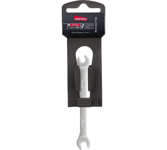 Изображение товара Рожковый ключ Smartbuy 6 мм, 7 мм, хромированный, 40x, tools SBT-UWS-6-7p1