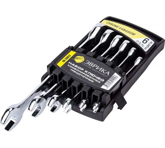 Изображение товара Набор ключей комбинированых трещоточных Эврика 6 предметов ER-20617 940525