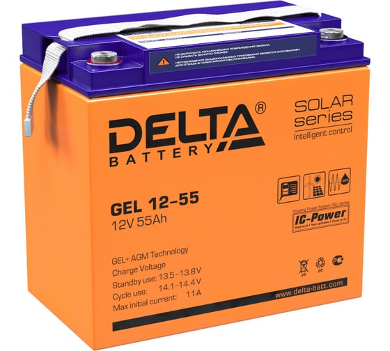 Изображение товара Батарея аккумуляторная Delta GEL 12-55