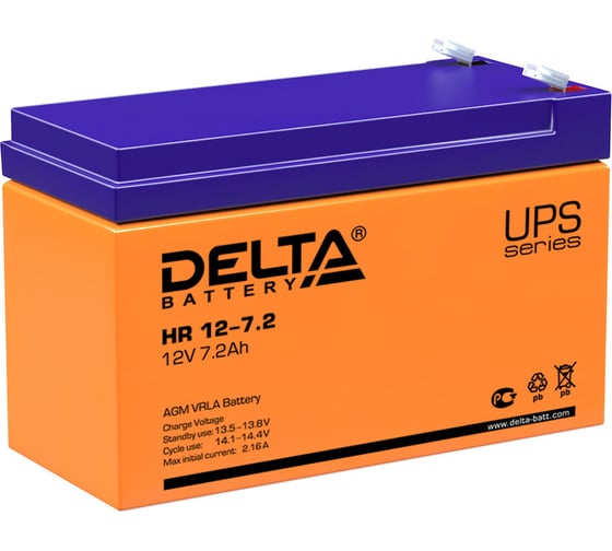 Изображение товара Батарея аккумуляторная Delta HR 12-7.2, 12v, 7.2ah