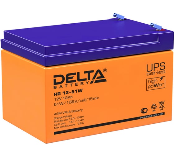 Изображение товара Батарея аккумуляторная Delta HR 12-51 W