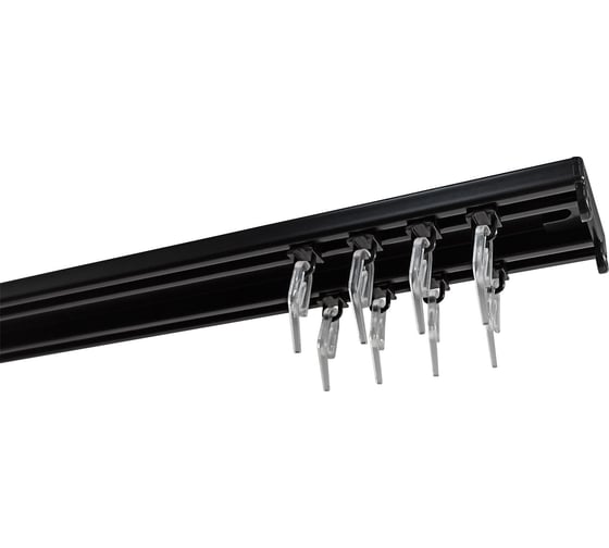 Изображение товара Алюминиевый двухполосный карниз Эскар katal 7 в сборе, черный матовый, 2,0 м, арт. 242474200