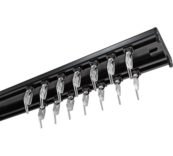 Изображение товара Алюминиевый двухполосный карниз Эскар katal 7 в сборе, черный матовый, составной, 3,2 м, арт. 242475320