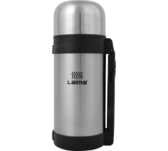 Изображение товара Классический термос с узким горлом ЛАЙМА 1.2 л, нержавеющая сталь, пластиковая ручка 605125