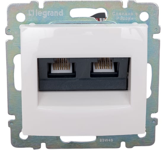 Изображение товара Розетка Legrand компьютерная двойная RJ45 категория 6 UTP Legrand Valena с захватами белый 774247