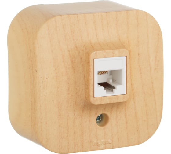 Изображение товара Розетка Legrand телефонная RJ11 Legrand Quteo IP20 накладной монтаж дерево 782274