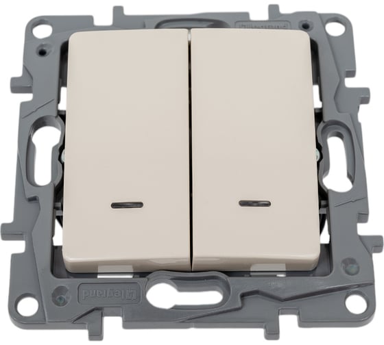 Изображение товара Переключатель Legrand двухклавишный с подсветкой/индикацией Legrand Etika 10А 250В безвинтовые зажимы слоновая кость 672316