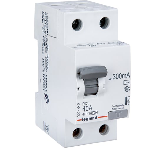 Изображение товара Выключатель дифференциального тока Legrand Rx3 300ма 40а 2п Ac 402033