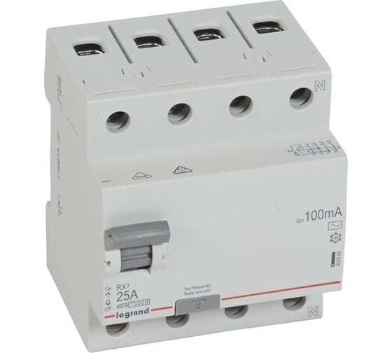 Изображение товара Выключатель дифференциального тока Legrand Rx3 100ма 25а 4п Ac 402066