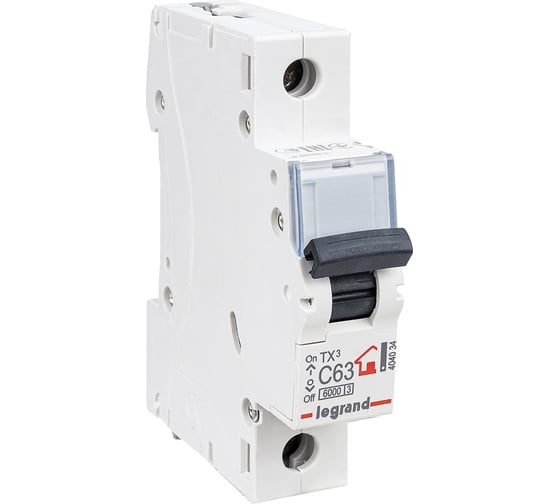 Изображение товара Автоматический выключатель Legrand TX3 C63A 1П 6000 404034