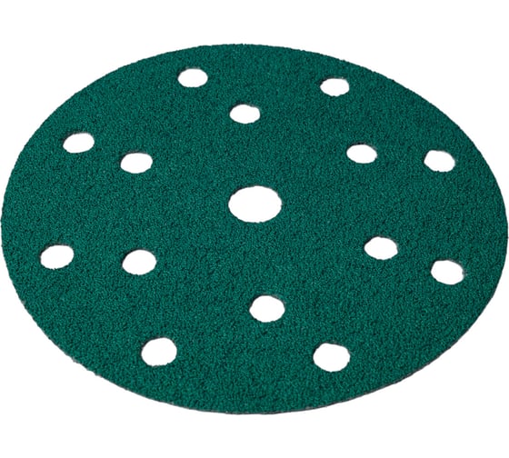 Изображение товара Диск абразивный с липучкой DTC-Film (green) 150 мм, 15 отверстий, P40, 5 шт BRUSHTEX 150G15-40