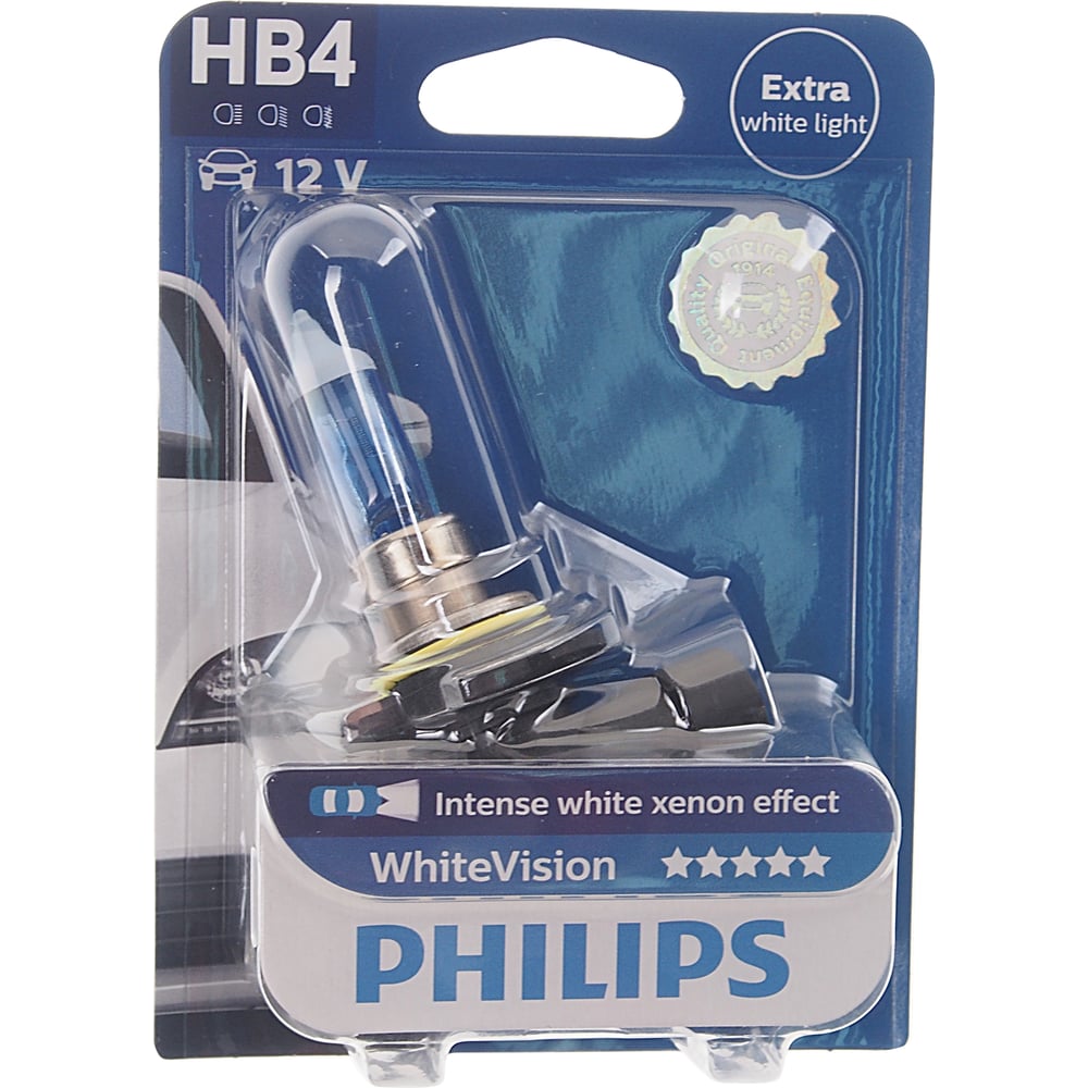 фото Автолампа philips hb4, 9006, 51 p22d+60% vision 3700k 12v 1,10 9006whvb1